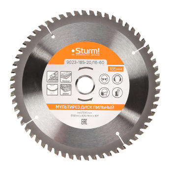 Диск пильный 185*20/16мм 60 зубьев Мульти рез (9023-185-20/16-60) Sturm *1/10/50 Диск пильный 185*20/16мм 60 зубьев Мульти рез (9023-185-20/16-60) Sturm *1/10/50