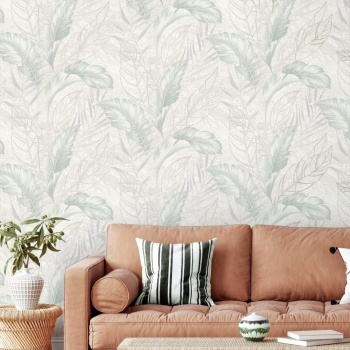 яяяОбои флиз "Home Color" PROTECT-PLUS-VESNA фон (беж./зел.) HC72438-27 1,06*10м *1/8