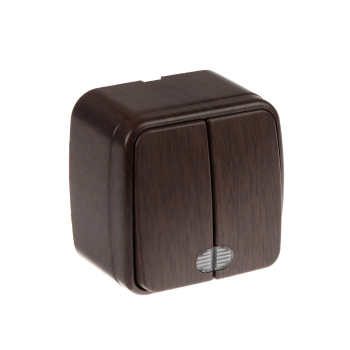 Выключатель Дача ОП 2кл. венге с подсветкой 10А Народная SQ1824-0044