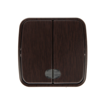 Выключатель Дача ОП 2кл. венге с подсветкой 10А Народная SQ1824-0044