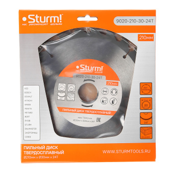 Диск пильный 210*30,0мм 24 зубьев по дереву (9020-210х30х24Т) Sturm *1/40 Диск пильный 210*30,0мм 24 зубьев по дереву (9020-210х30х24Т) Sturm *1/40
