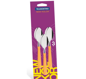 Набор столовых приборов нерж.-ложки чайные 3шт TRAMONTINA NewKolor пл.р.Оранж.23167/340-TR *1/12